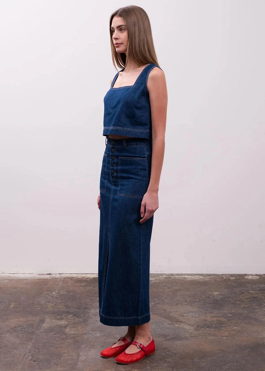 Unlined Design Tennessee Crop Top - Denim