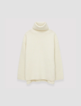 Cardigan Stitch High Neck Jumper Balanced Stretch Structure