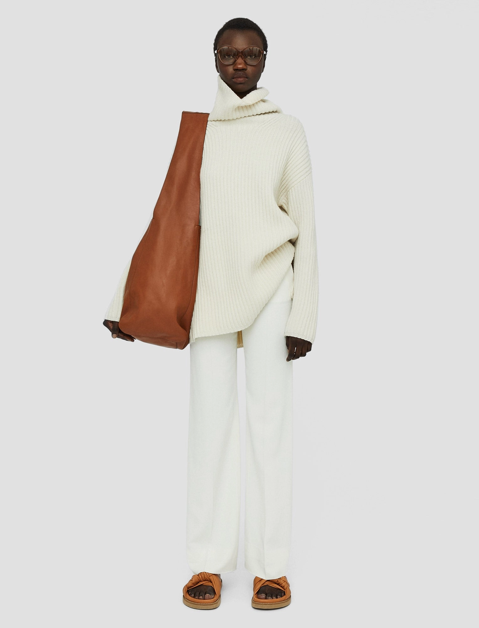 Recycled Polyester Non Irritating Cardigan Stitch High Neck Jumper