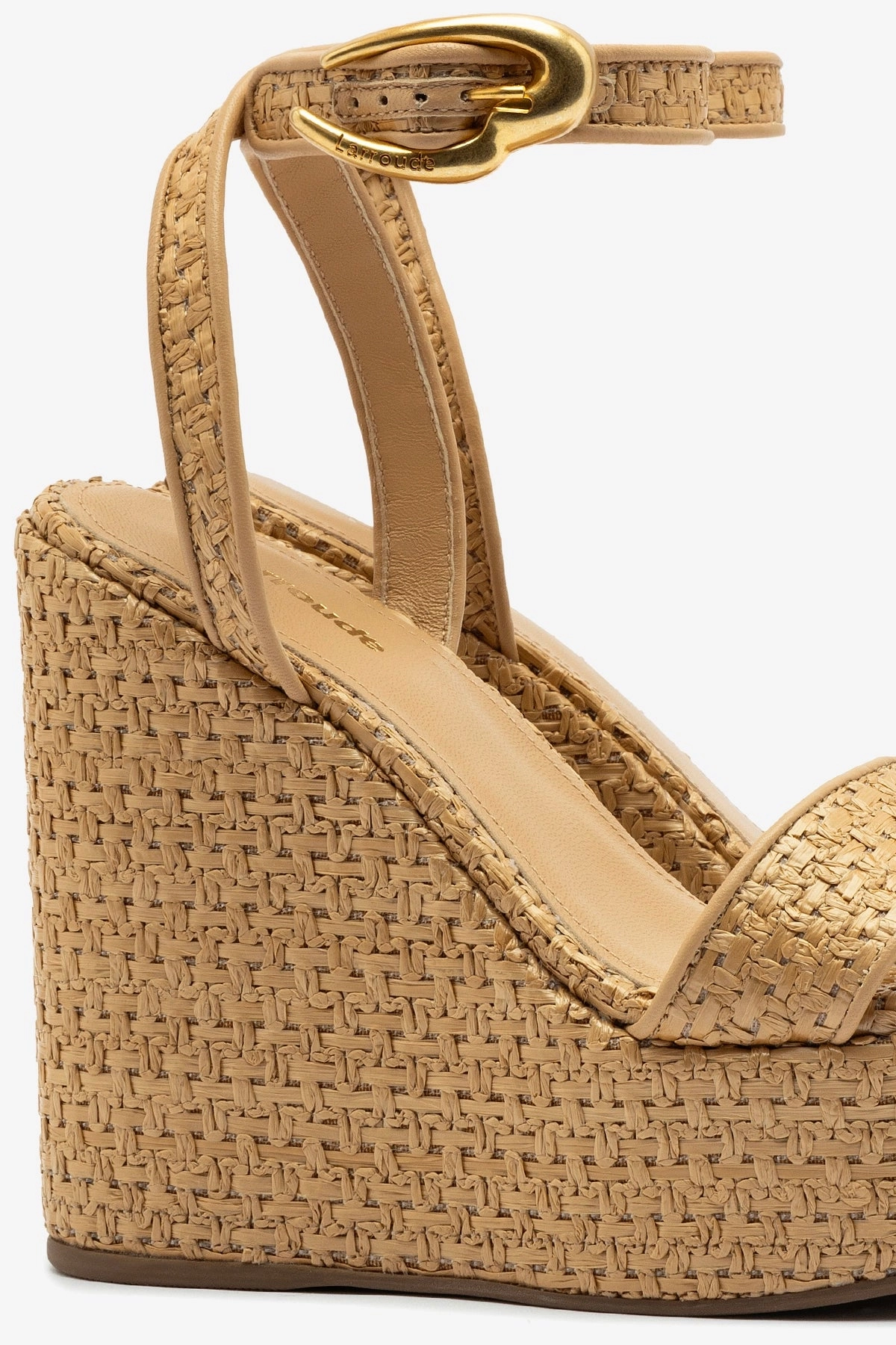 Verona Hi Wedge In Beige Leather and Natural Raffia Daily Mobility