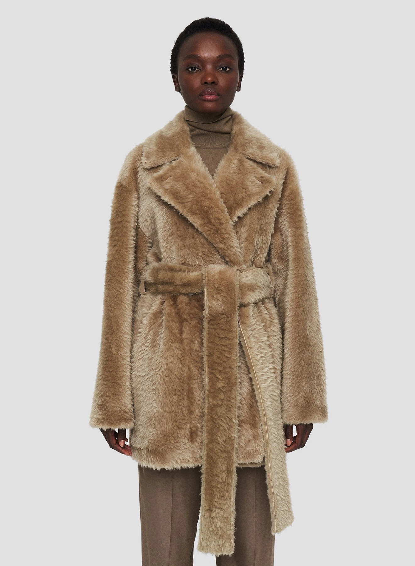 Textured Shearling Clery Coat High Collar Options Wind Resistant Fabric