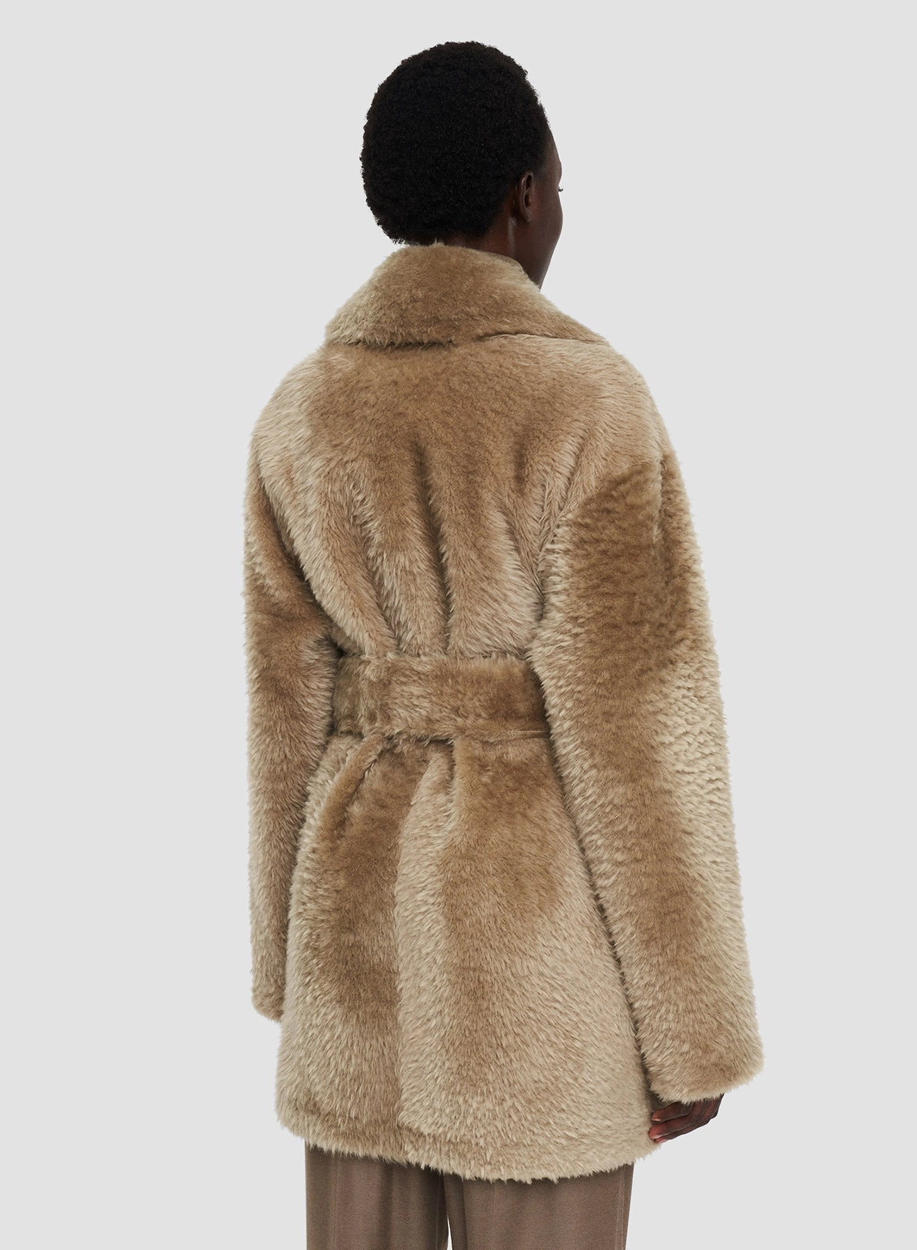 Abrasion Resistant Edges StretchableMaterial Textured Shearling Clery Coat