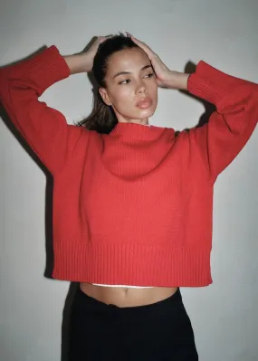 The Asher Sweater - Cherry Red Textured Weave Trendy Knit