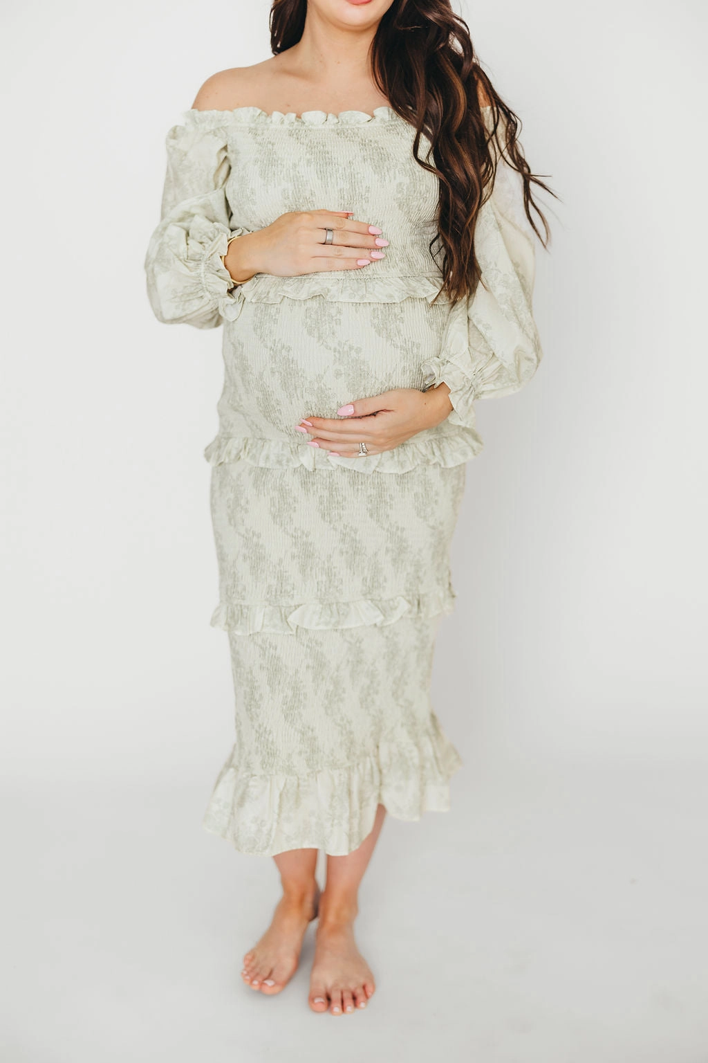 Family Warm The Chloe Midi Dress in Sage - Bump Friendly *Final-Sale*