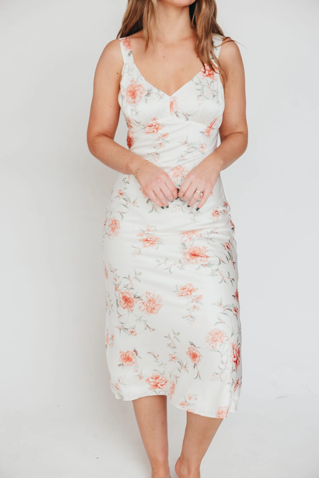 The Felicity Midi Dress in Ivory Floral *Final-Sale* Playful design piece