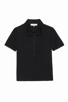HighStretchElastic Casual Wear The Mesh Trim Polo Top