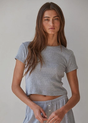 The Pointelle Ribbed Tee - Heather Grey EcoFriendlyBlend BoxySilhouette
