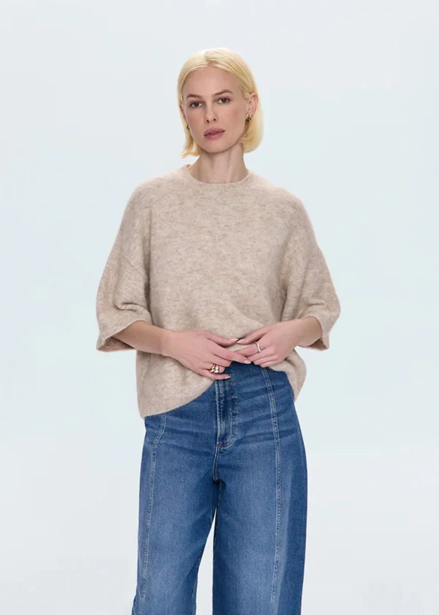 Shiloh Short Sleeve Crewneck Sweater - Oatmeal Fashion Essentials Functional Style