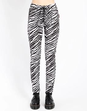 MachineWashableFabric Flat Lock Seams HIGH WAIST TIE UP PANT ZEBRA