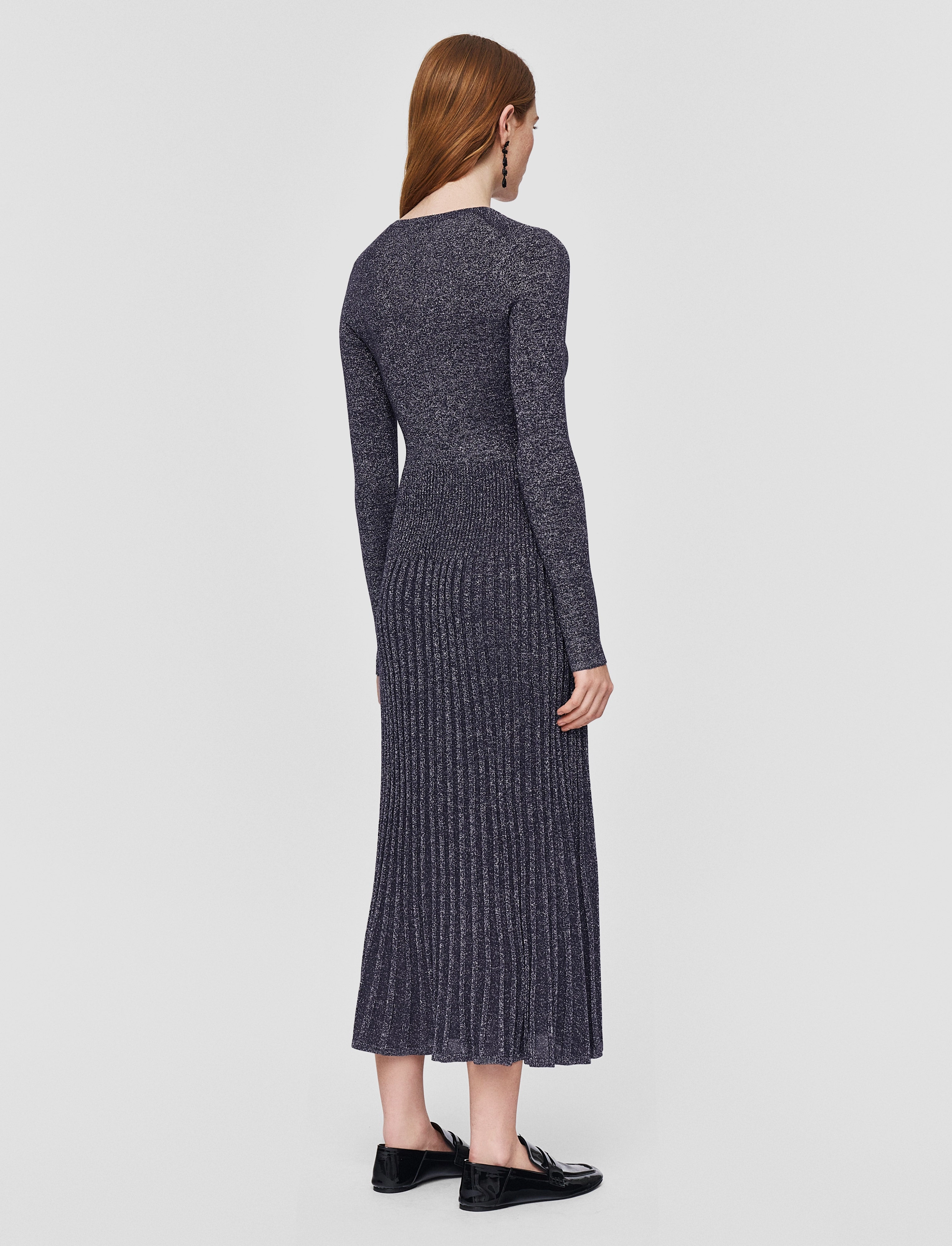 Lurex Knit Dress Cozy Finish Minimal Casual Style