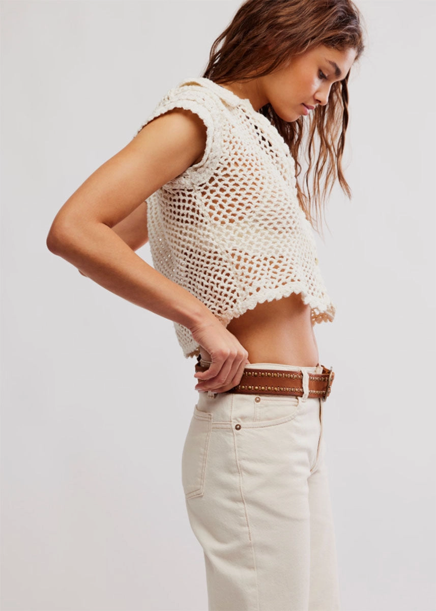 Lily Crochet Top - Coconut Milk Flatlock Seams PaddedInsulation