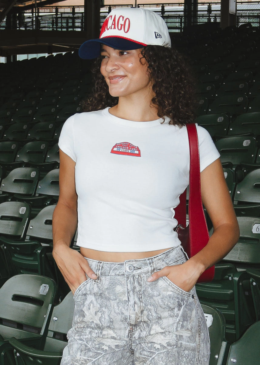 DurableDoubleLayeredHem Wrigley Field Marquee Baby Tee