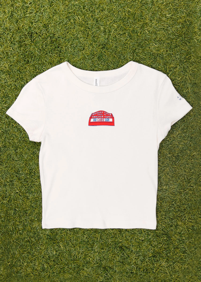 Wrigley Field Marquee Baby Tee Interlock Stitch Detail Basic Tank