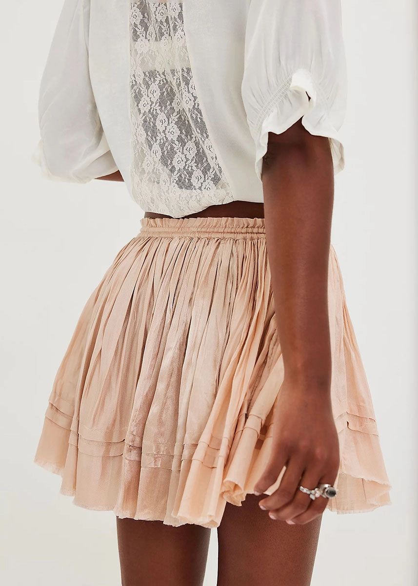 No Sagging Low-rise style Third Charm Mini Skirt - Blush