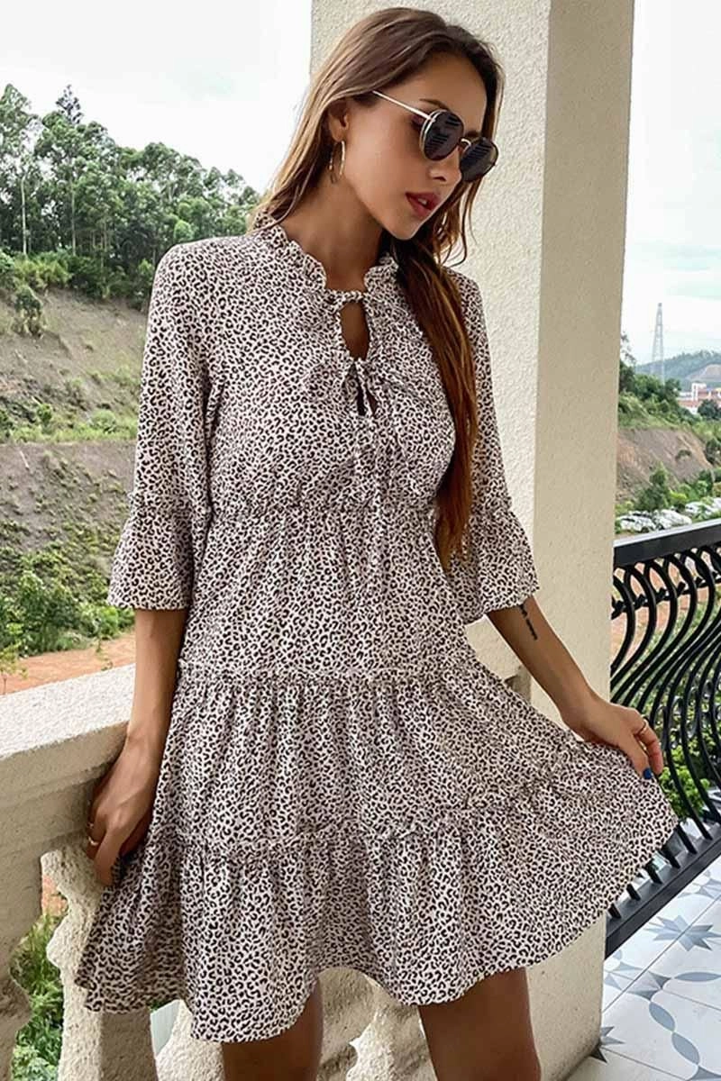 TIED CHEST LEOPARD PRINT CANCAN DRESS Grace Glow Fresh Fit