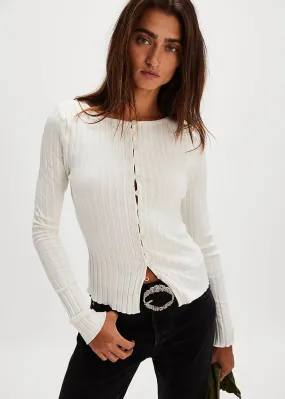 Comfort Knitwear Tilly Long Sleeve Cardi - Ivory