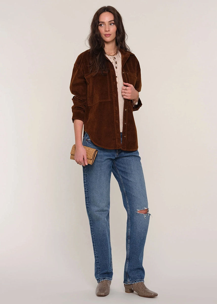 Tilly Cord Shirt - Saddle Relaxed Hoodie BuiltInLayer