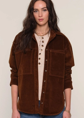 Natural Fiber Blend Soft Inner Lining Tilly Cord Shirt - Saddle