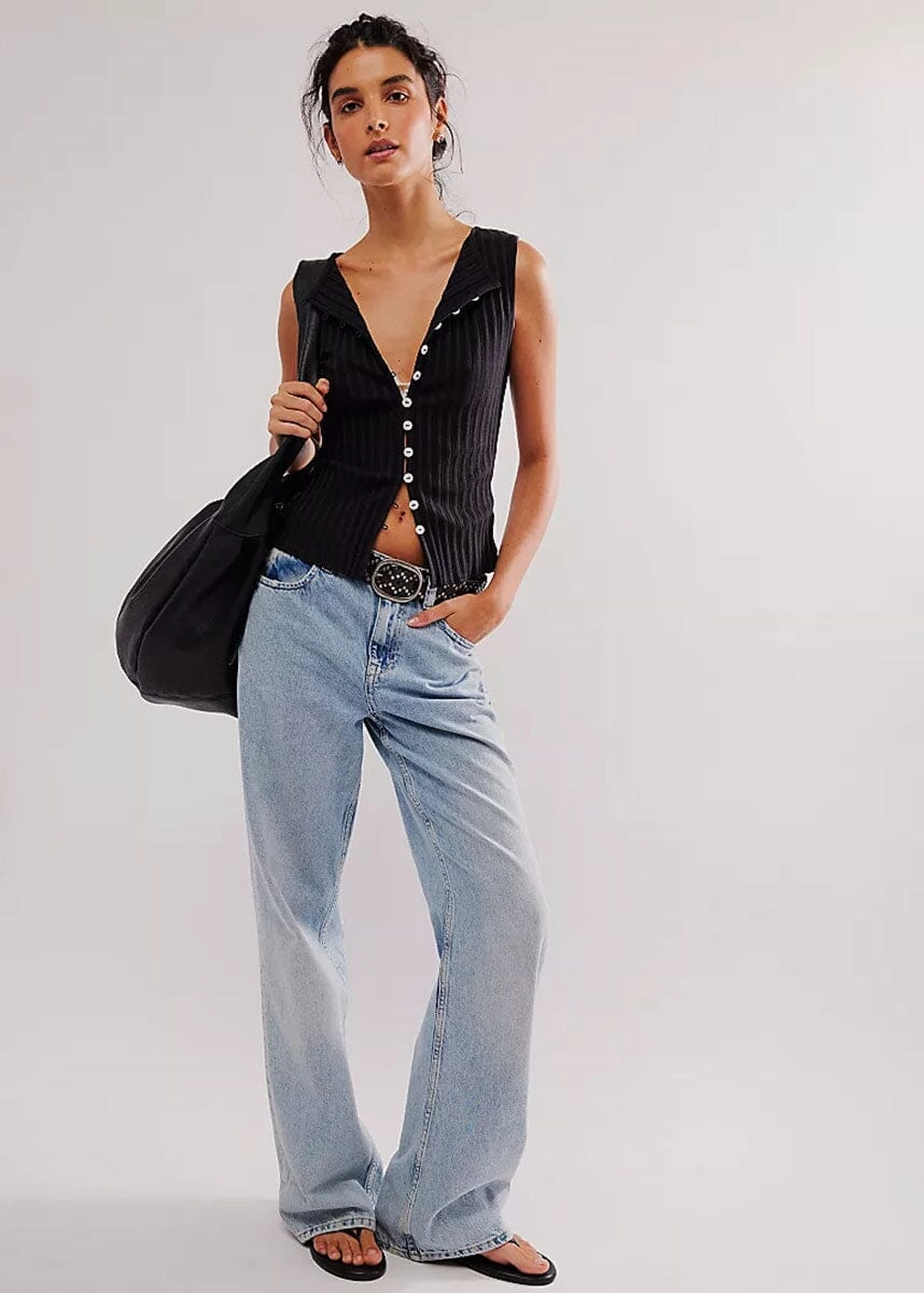 Quick-Dry Fabric AdjustableDrawstring Tilly Vest - Black