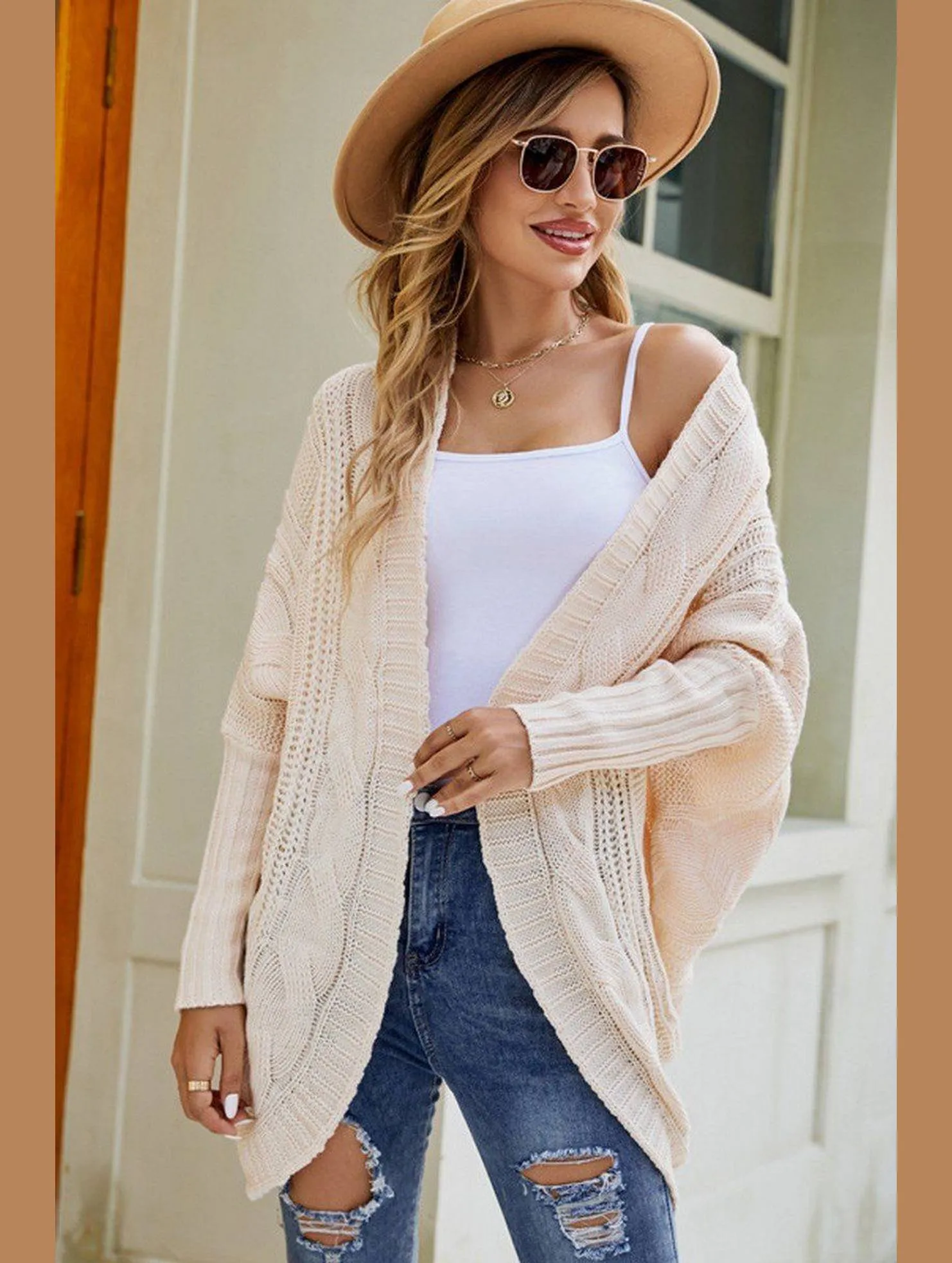 Lightweight Fit Quick Access Zippers WOMEN CHUNKY KNITTED SOLID FALL WINTER CARDIGAN