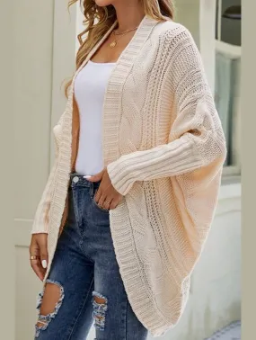 WOMEN CHUNKY KNITTED SOLID FALL WINTER CARDIGAN Premium Cotton Blend NoSideSeam