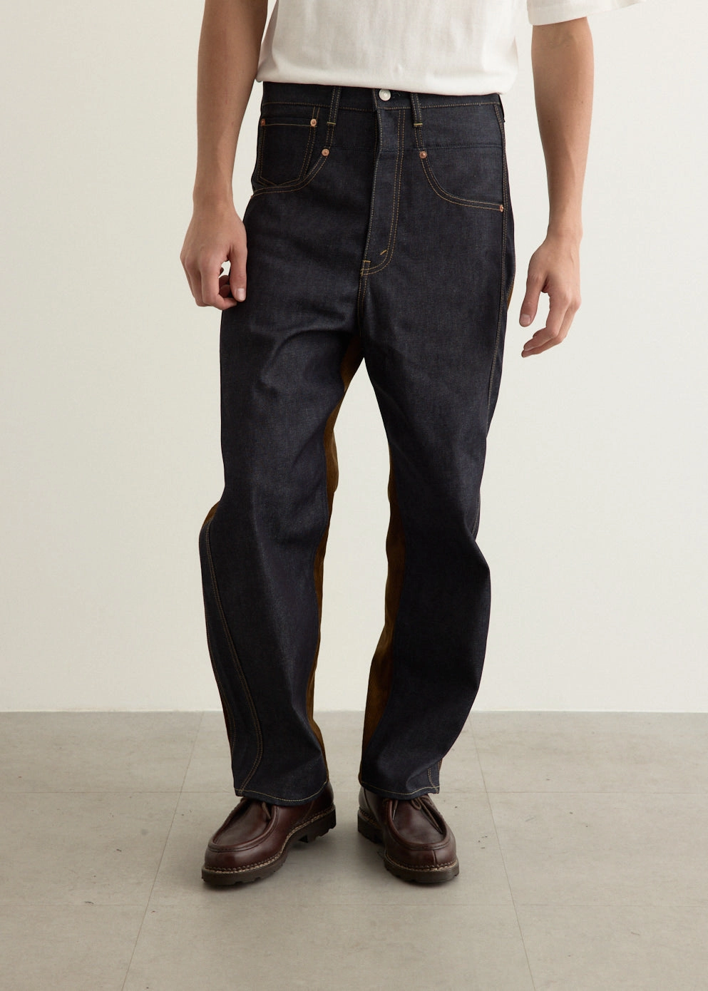 Barrel Leg Construction Levis Cotton Denim x Corduroy Jeans