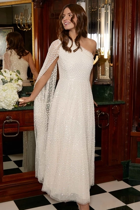 Cool Comfort Modern Appearance Scatter Dot One-Shoulder Ankle Gown