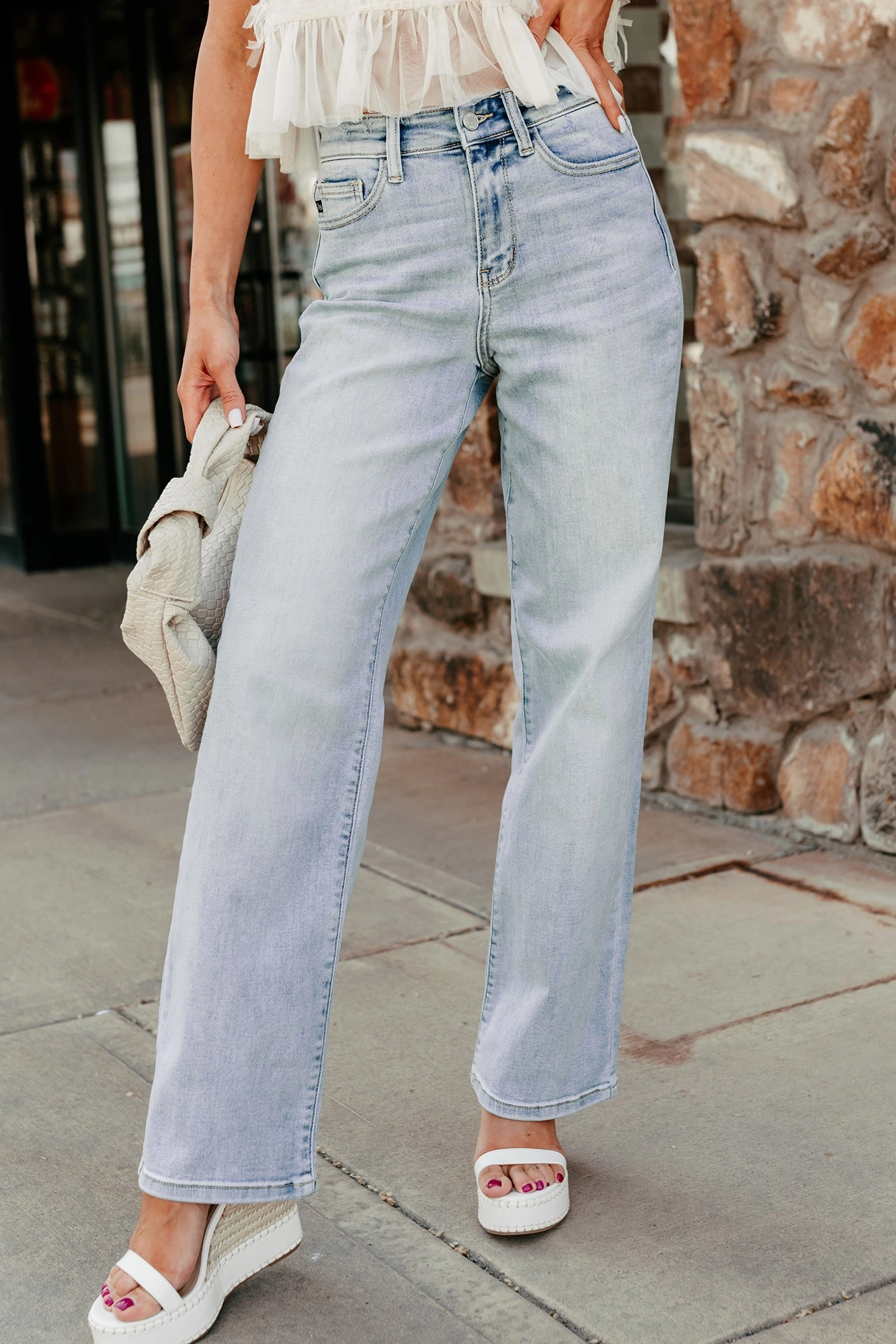 Sterling Straight Leg Judy Blue Jeans (Light) Breathable Work Meeting Relaxed Style Minimal Look