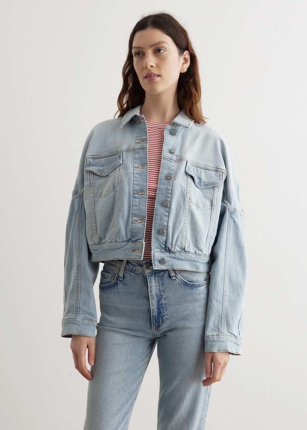 Stylish Vibrant Tint Denim Bomber Jacket