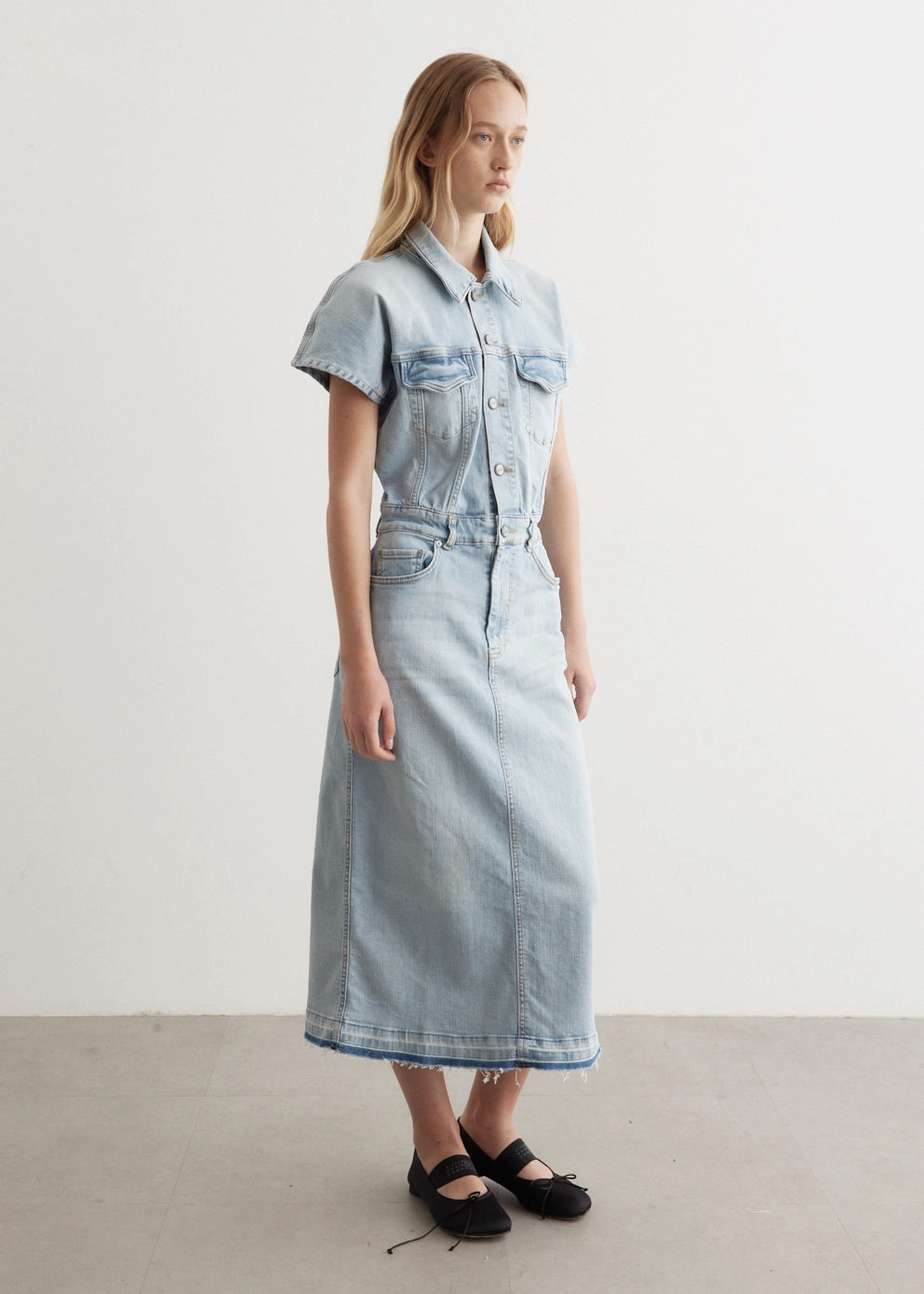 Tint Denim Midi Dress Chill Attire