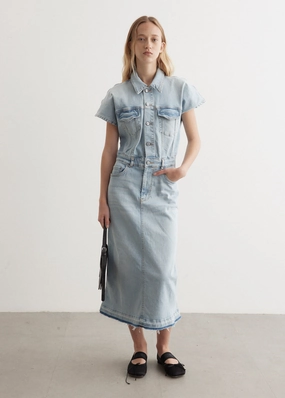 Always Fits Relaxed Style Lightweight Durable Tint Denim Midi Dress