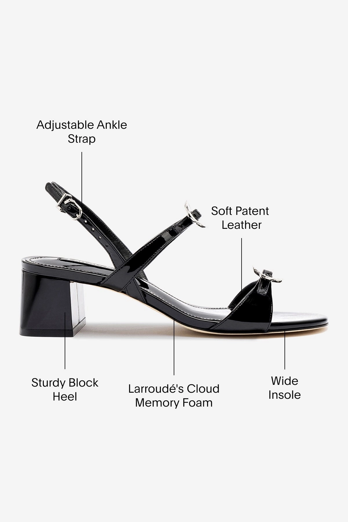 All-day Comfort Walking-Friendly Shoes Tinx Block In Black Patent Leather