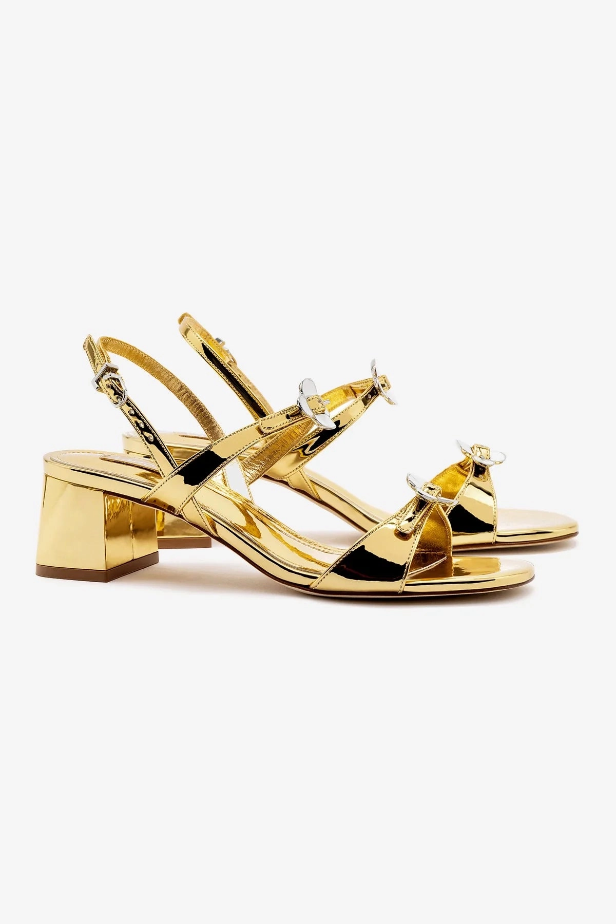 Tinx Block In Gold Specchio Sleek Summer Footwear Stylish