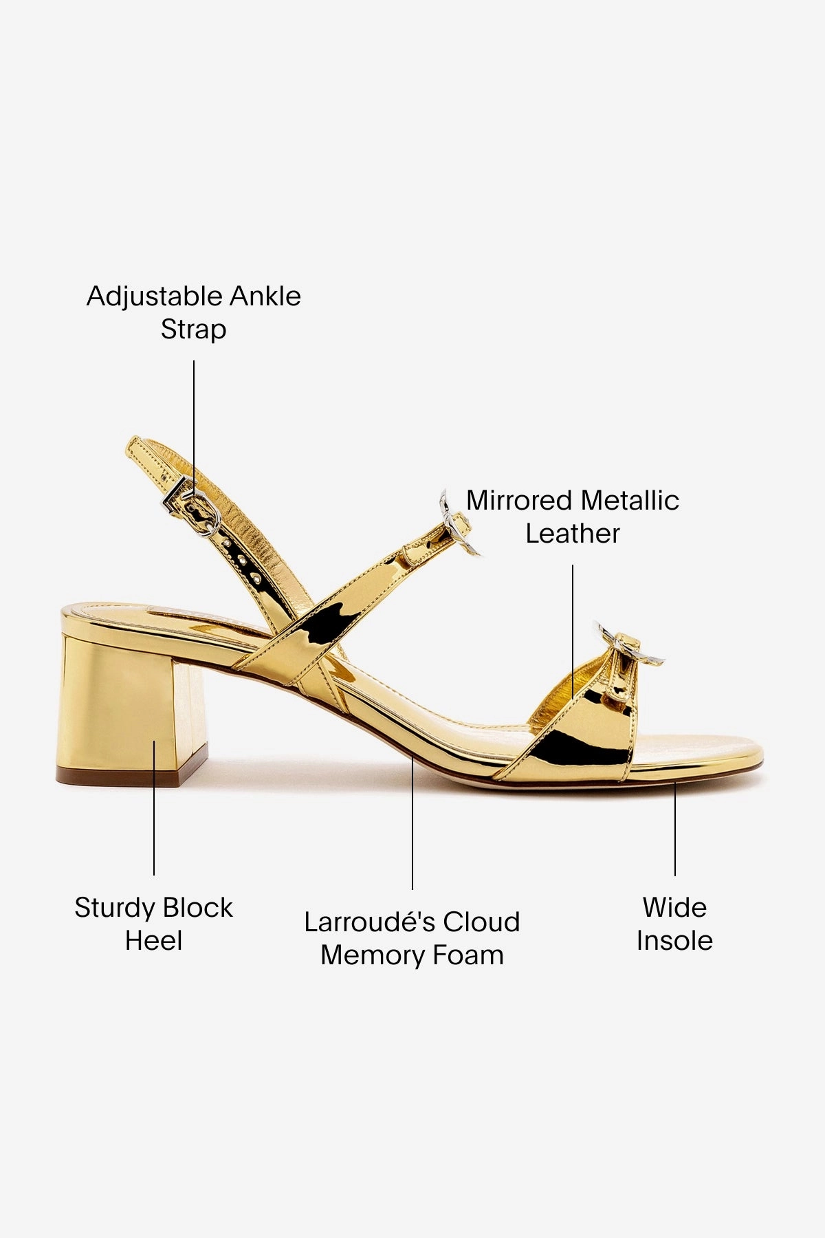 Tinx Block In Gold Specchio Relaxed Footwear Soft Insole