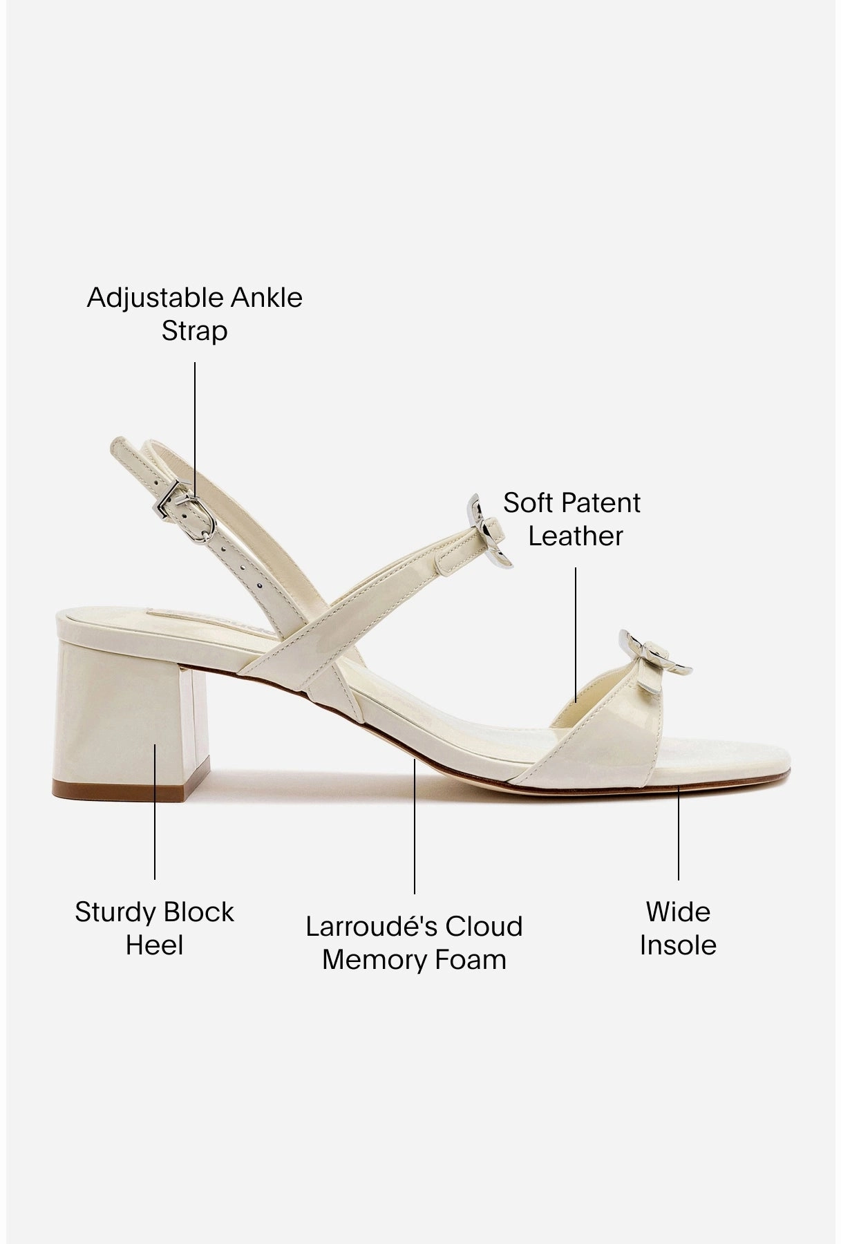 Tinx Block In Ivory Patent Leather Non Toxic Material Composition