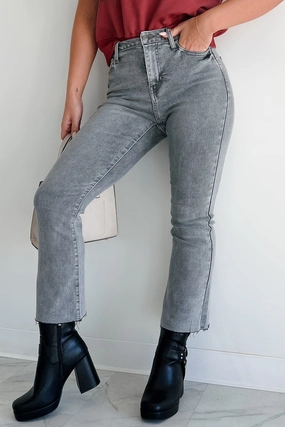 Classic Appeal Tracie High Rise Crop Flare Cello Jeans (Grey)