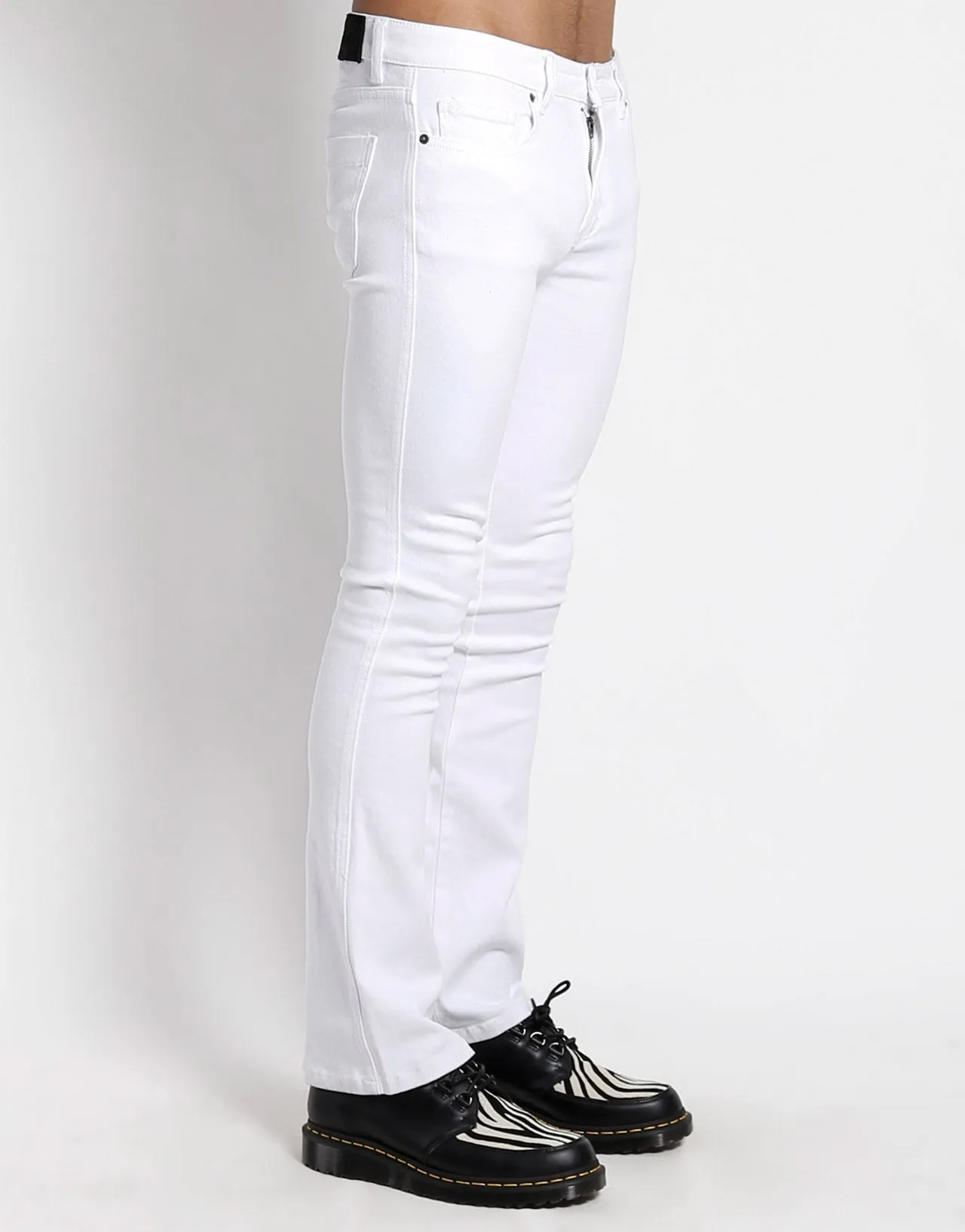 TRASH & VAUDEVILLE WHITE BOOTCUT JEAN Slim Sunny Vibes Festival Outfit Vintage Inspired Weave