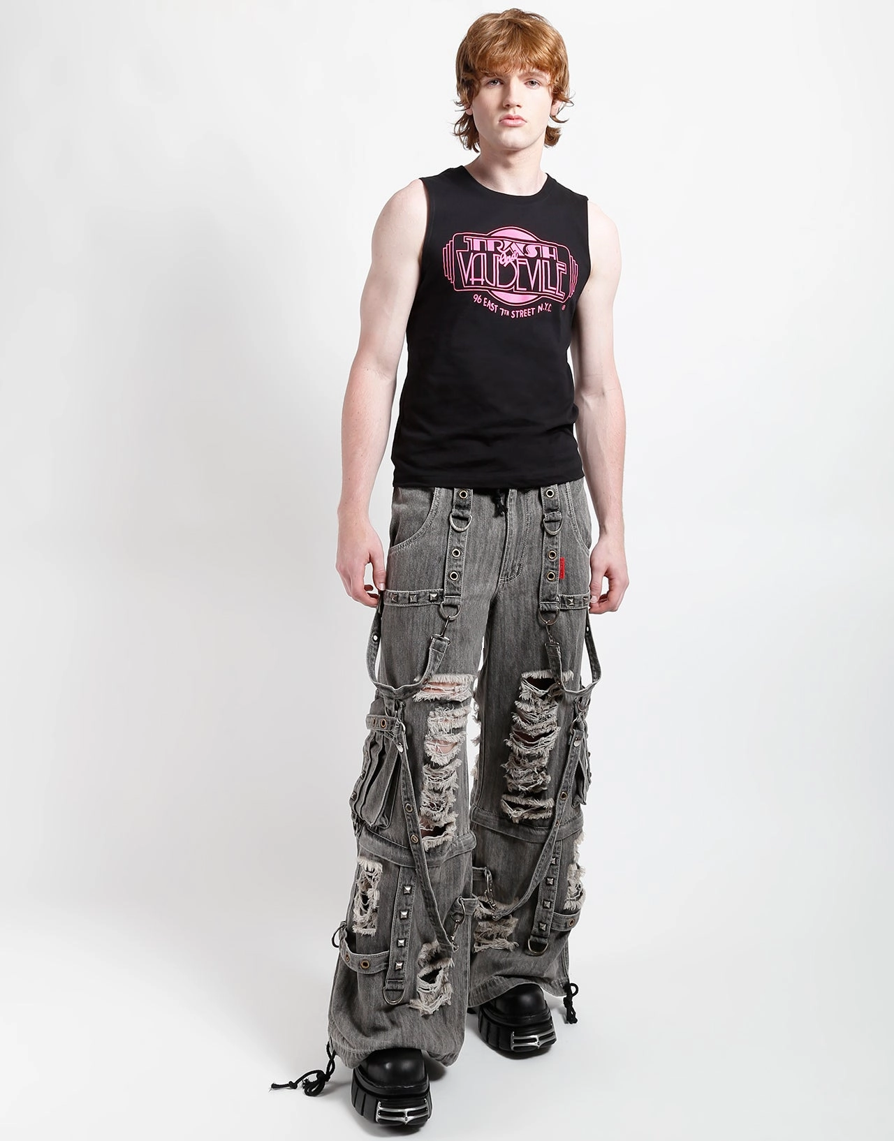 Rubberized grip TRASH & VAUDEVILLE ADULT SLEEVELESS T-SHIRT