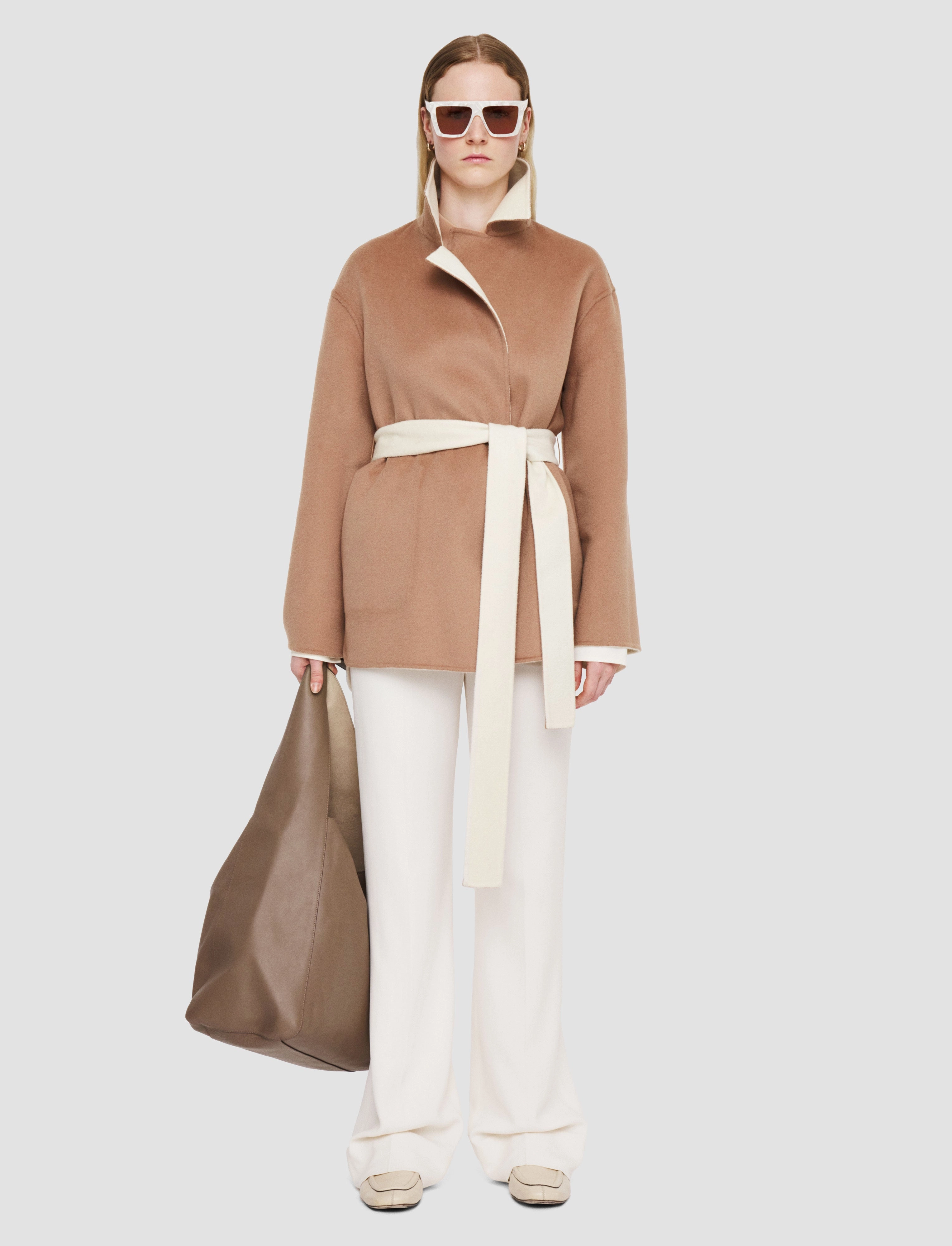 Arnold Reversible Double Face Cashmere Coat Elastic Cuff Adjustment Wind Stop