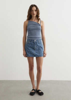Flat Lock Stitching Easy Option Envy Denim Mini Skirt