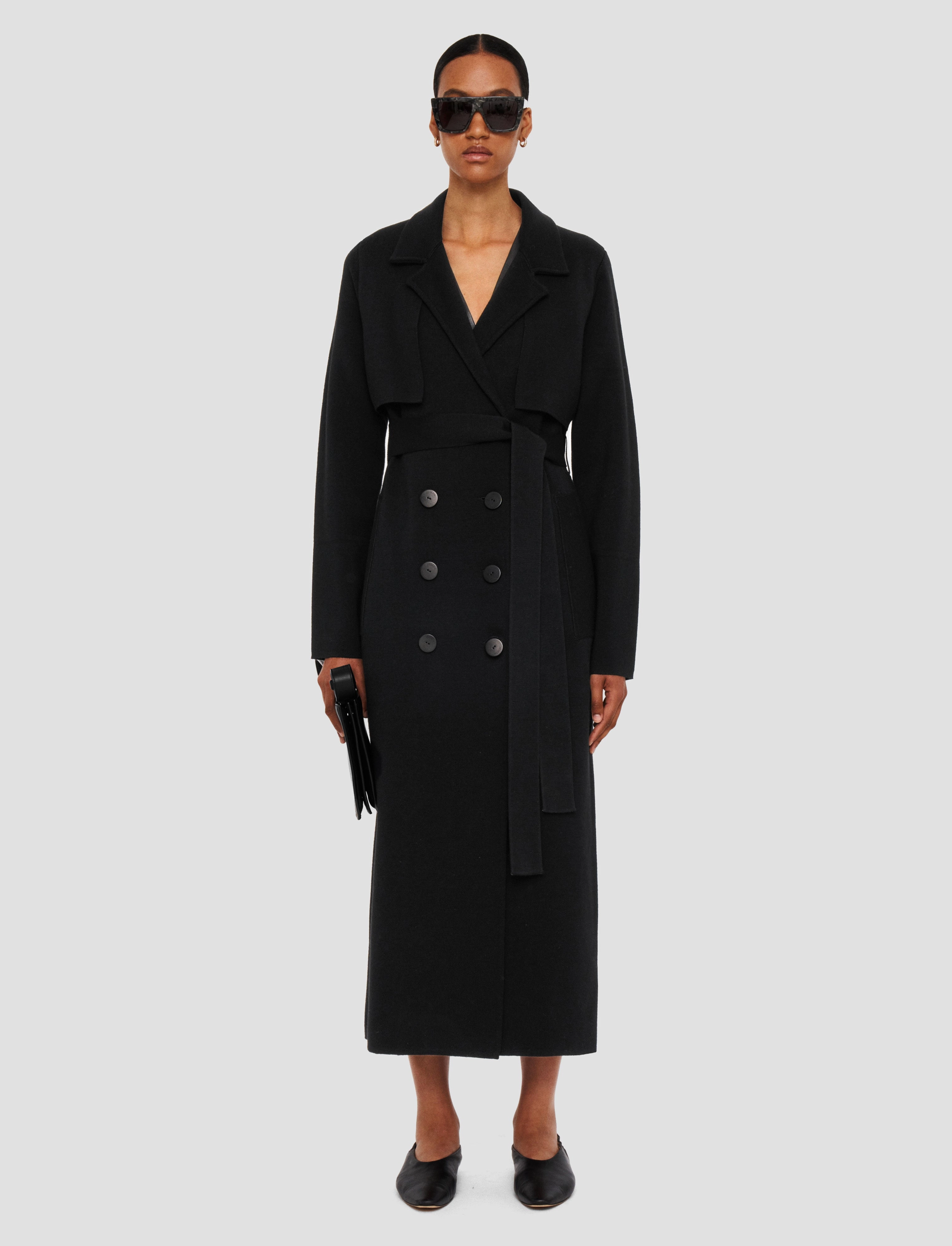 Smooth Zipper Track Relaxed Comfort Milano Knit Wool Coat