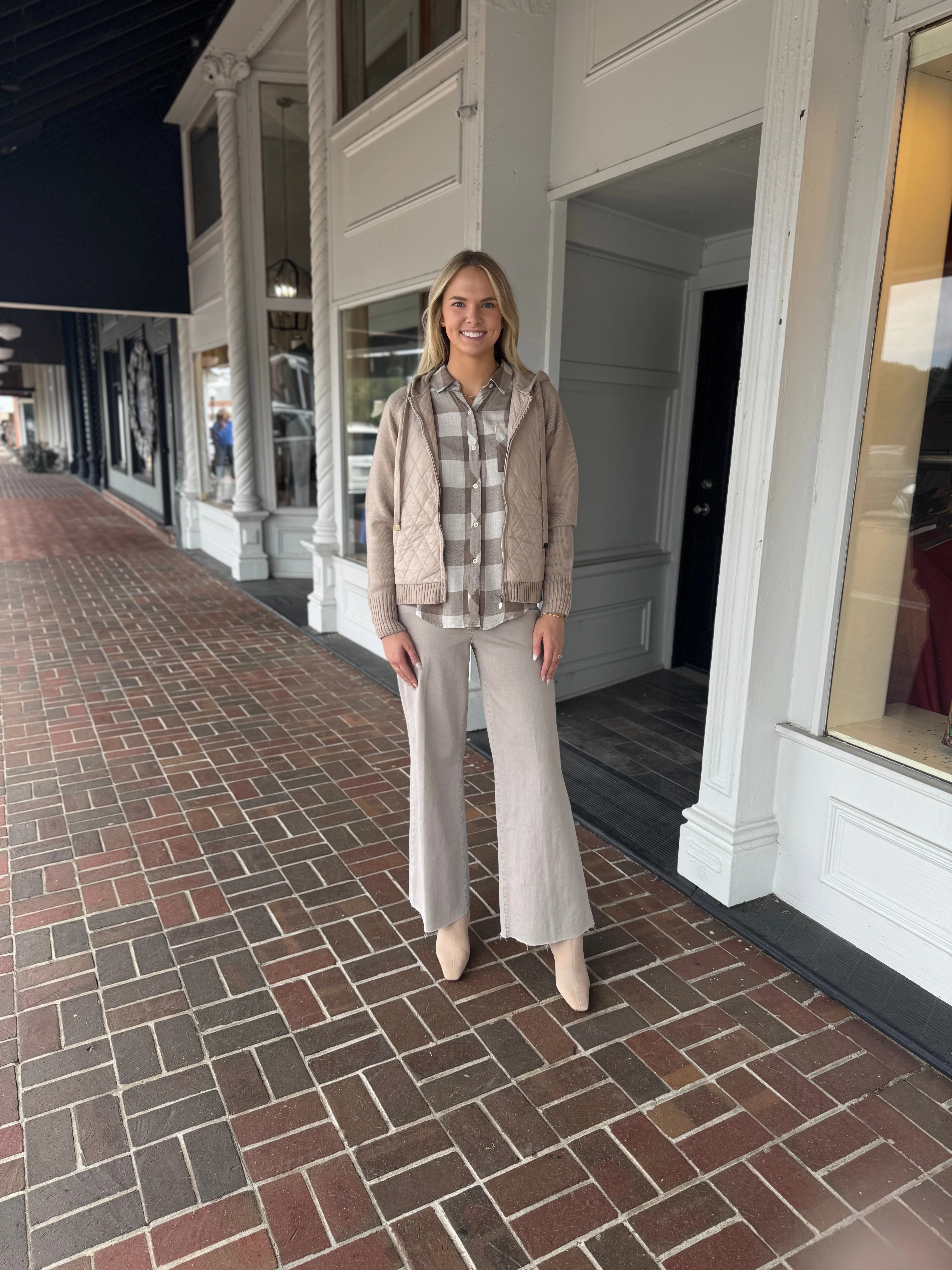 Elliott Lauren Long Sleeve Mixed Media Almond Jacket Breathable Lining Elasticated Waistband