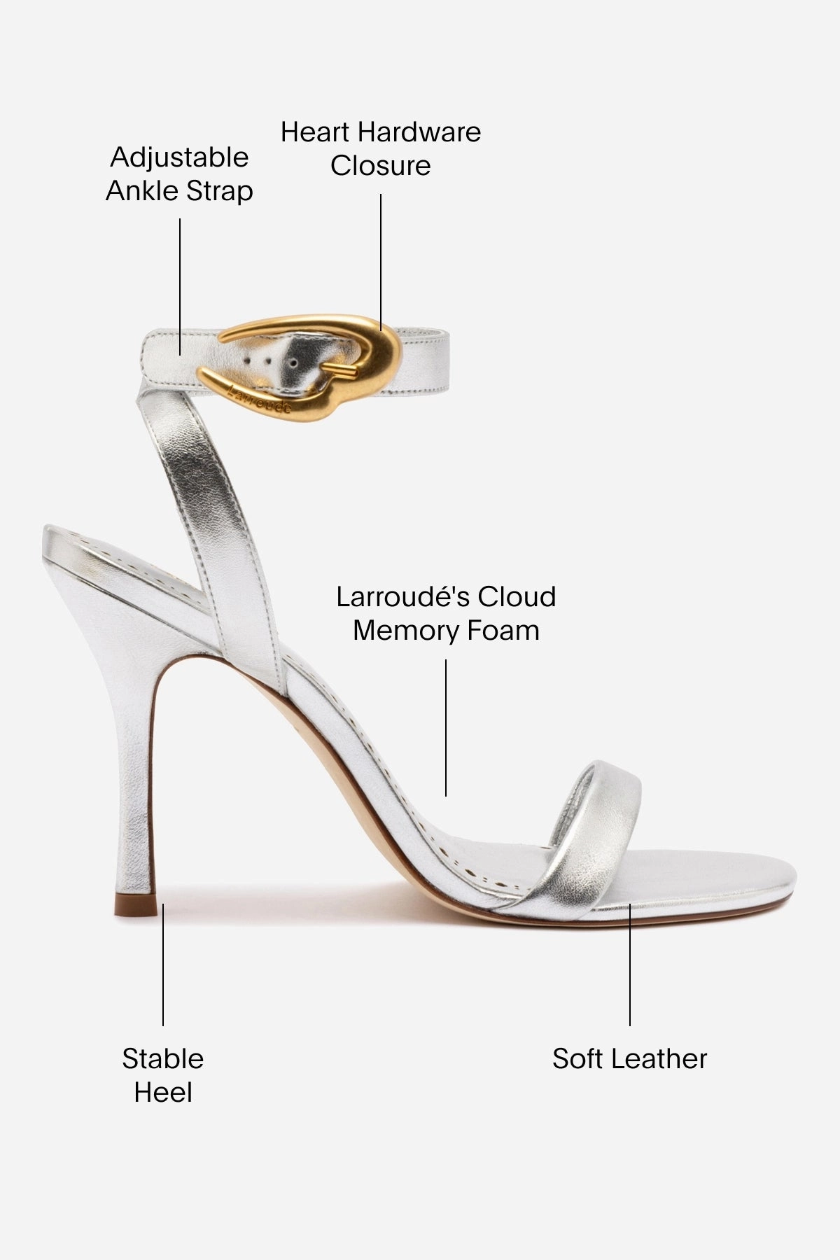 Heel Design Verona Sandal In Silver Metallic Leather