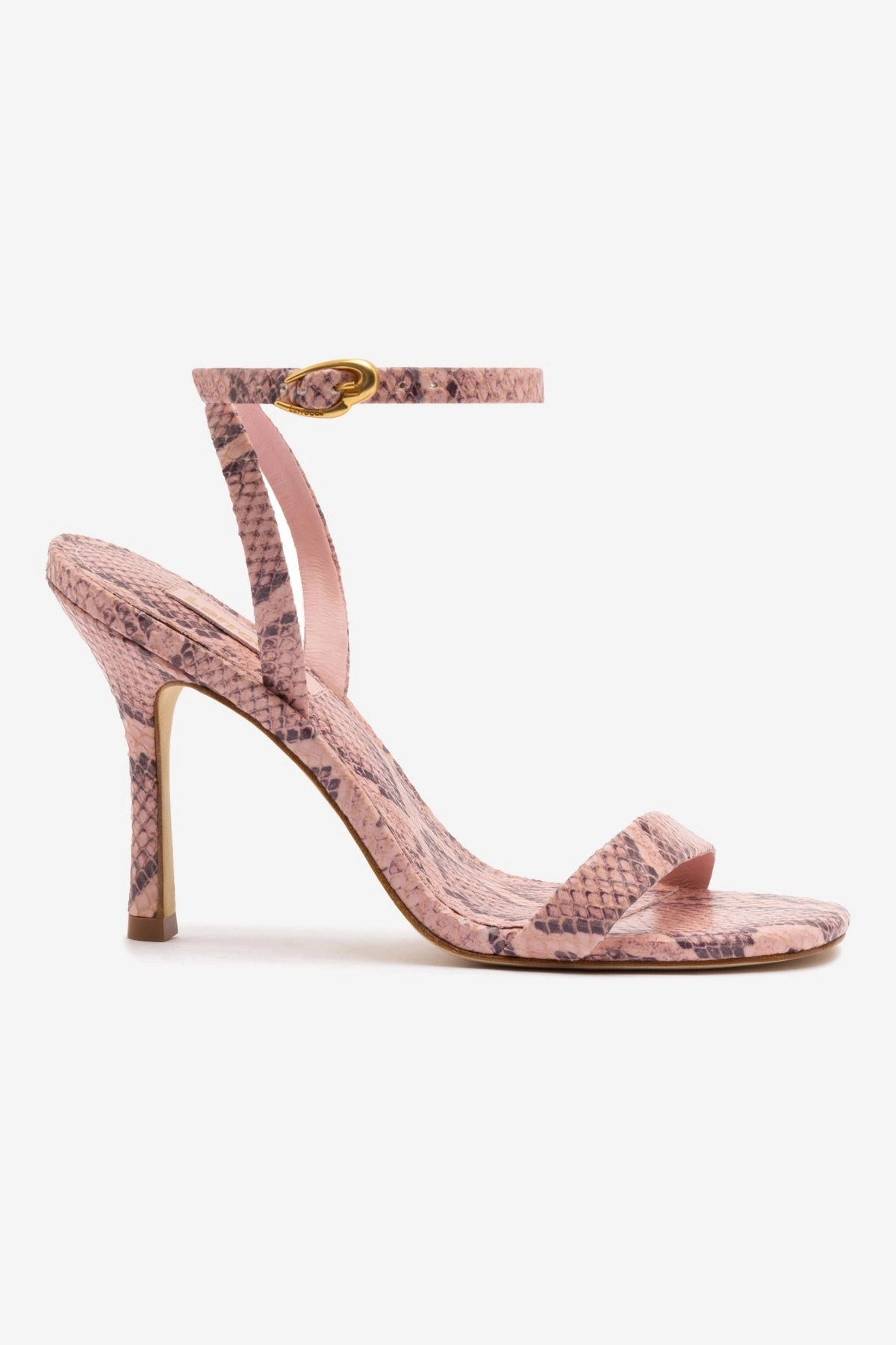 Veronina Sandal In Tulip Python Embossed Leather Low Profile Footbed Design Light Travel