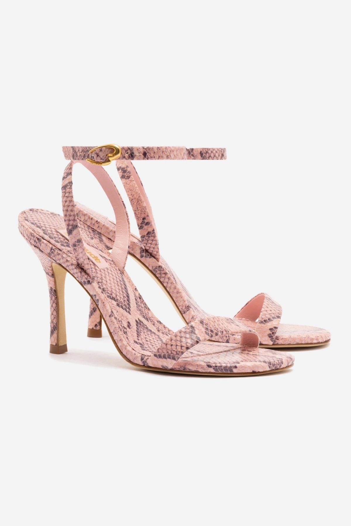 Veronina Sandal In Tulip Python Embossed Leather heel cup Open Sides