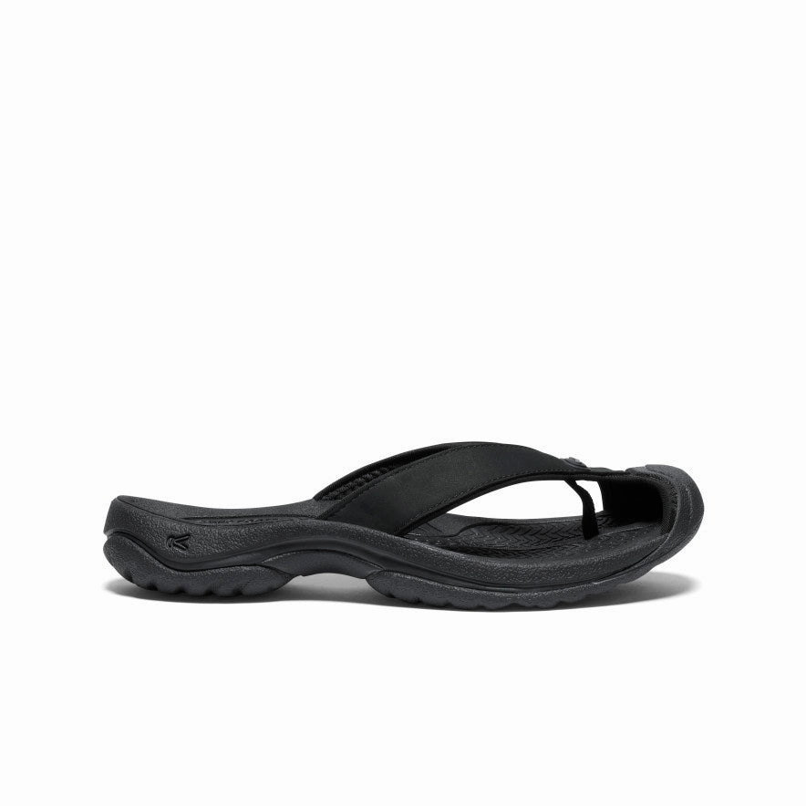 Women's Waimea Leather Flip-Flop  |  Black/Black morning run