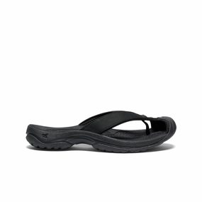 Women's Waimea Leather Flip-Flop  |  Black/Black morning run