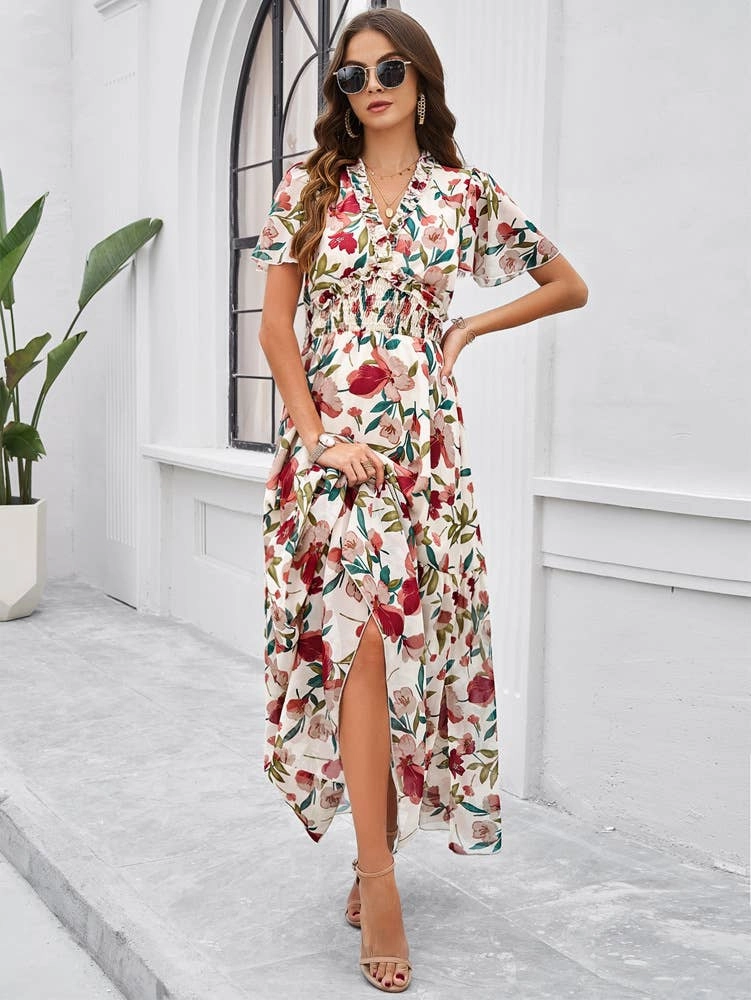 All Season Style Office Ease CASUAL PRINT DRESS WITH WAIST_CWDMD1953