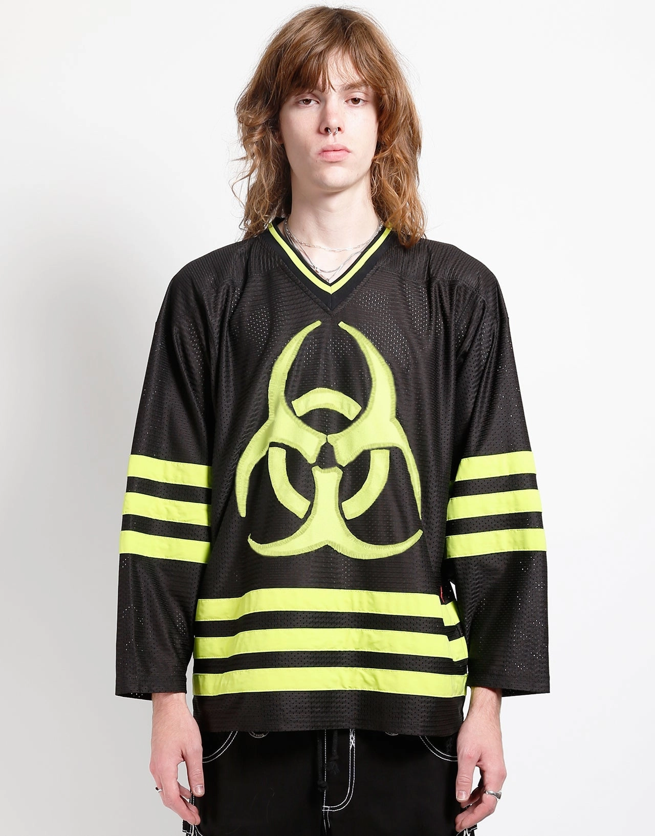 Seamless Design Contrast Stitch Accent TRIPP NYC LOGO RADIOACTIVE JERSEY
