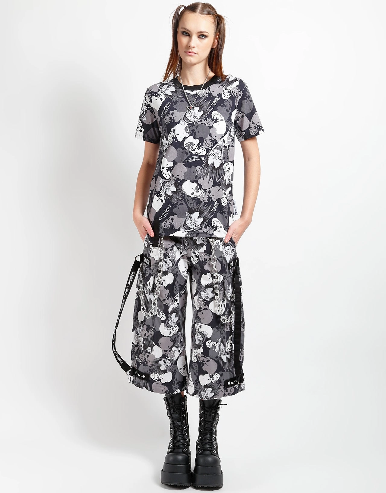 Printed T-shirt HiddenVentilationPockets TRIPP NYC X DEATH NOTE - RYUK SKULL CAMO D-RING TEE